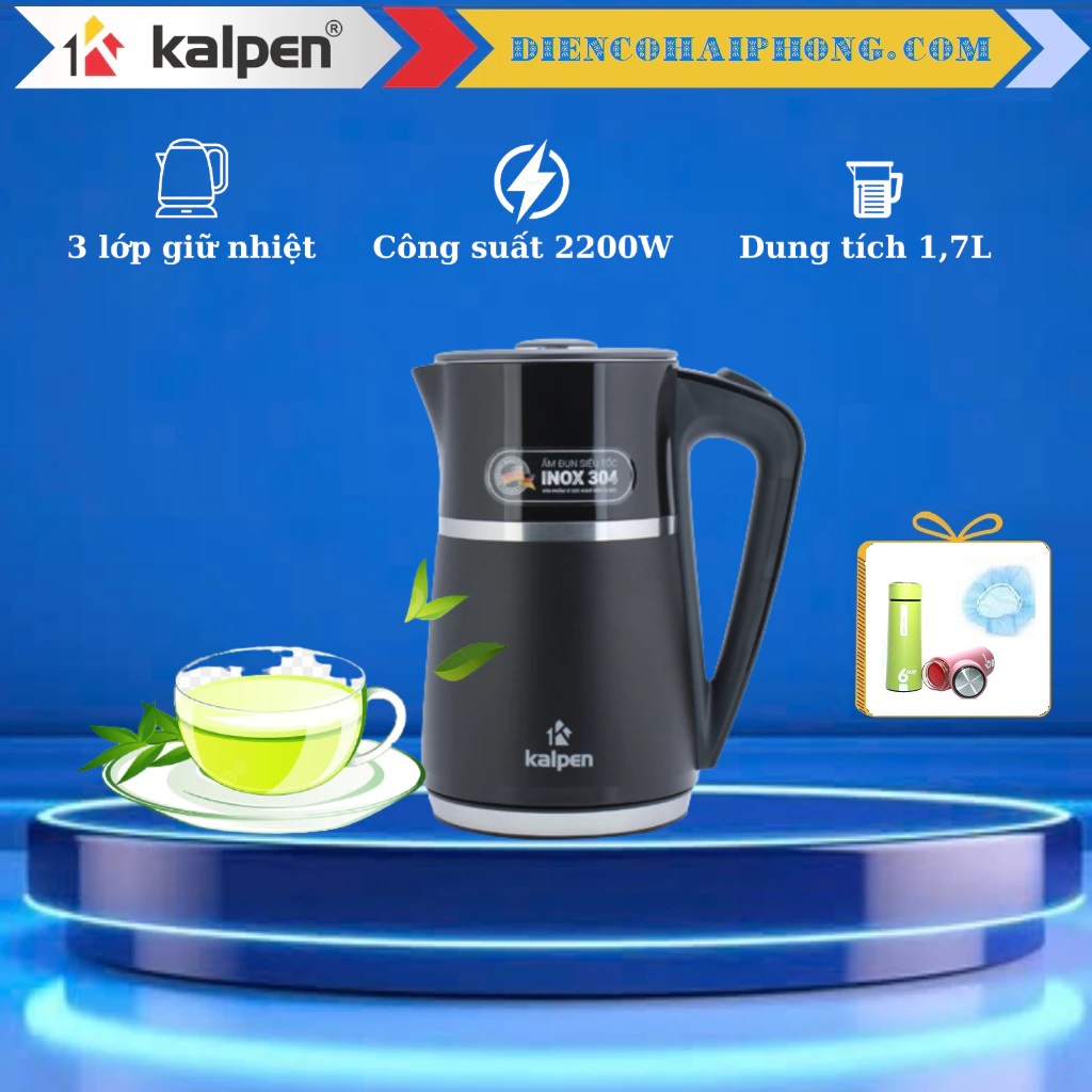 Ấm Đun Nước Siêu Tốc 3 Lớp Kalpen, 1.7L-2200W