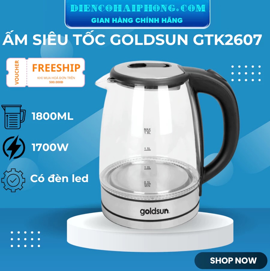 Ấm siêu tốc GOLDSUN CH2701 Dung tích 1.8 lít