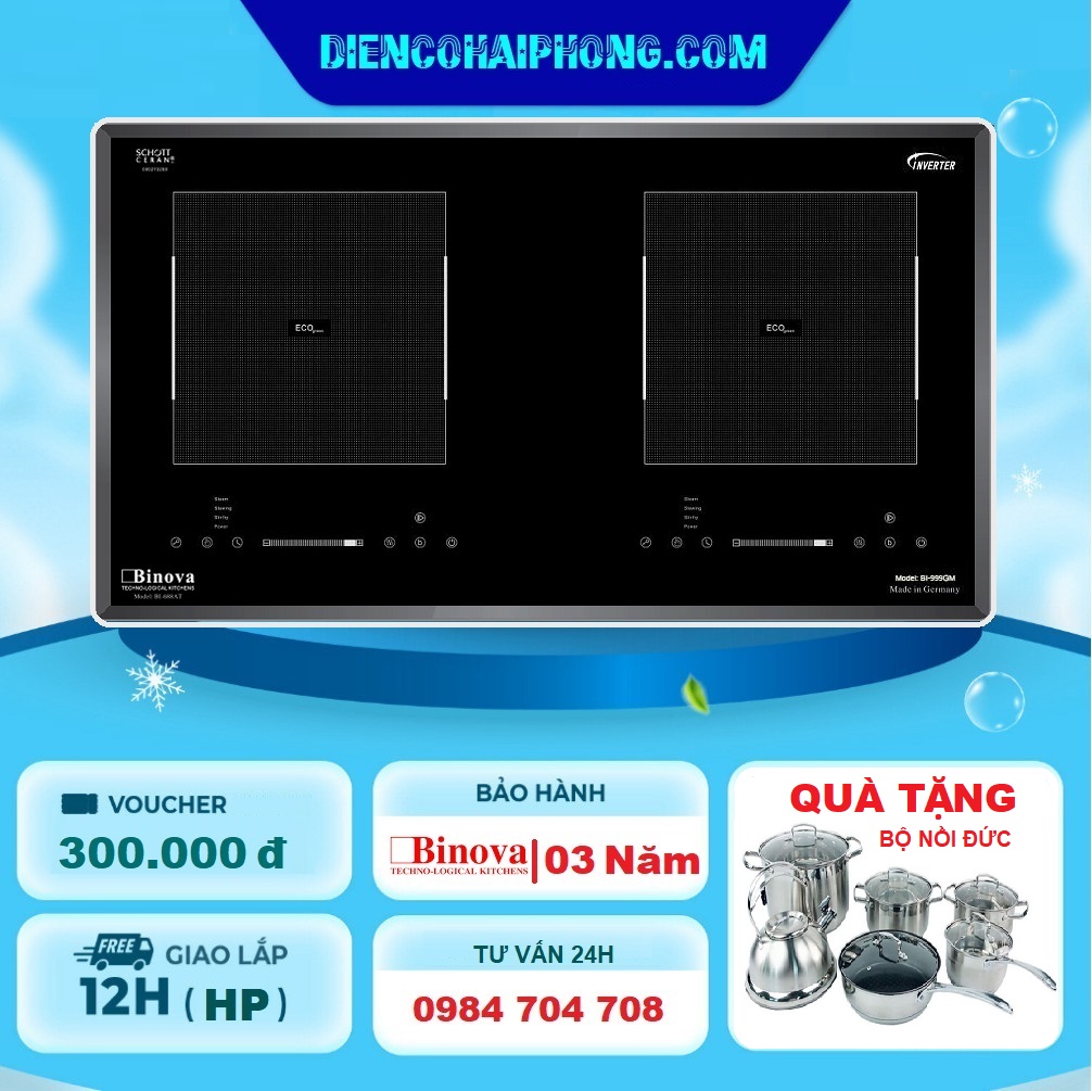 Bếp từ Binova BI-999GM , TẶNG BỘ NỒI