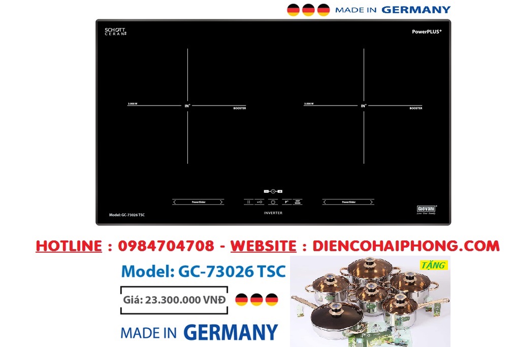 BẾP TỪ GIOVANI GC-73026 TSC GERMANY ( Tặng bộ nồi chảo )