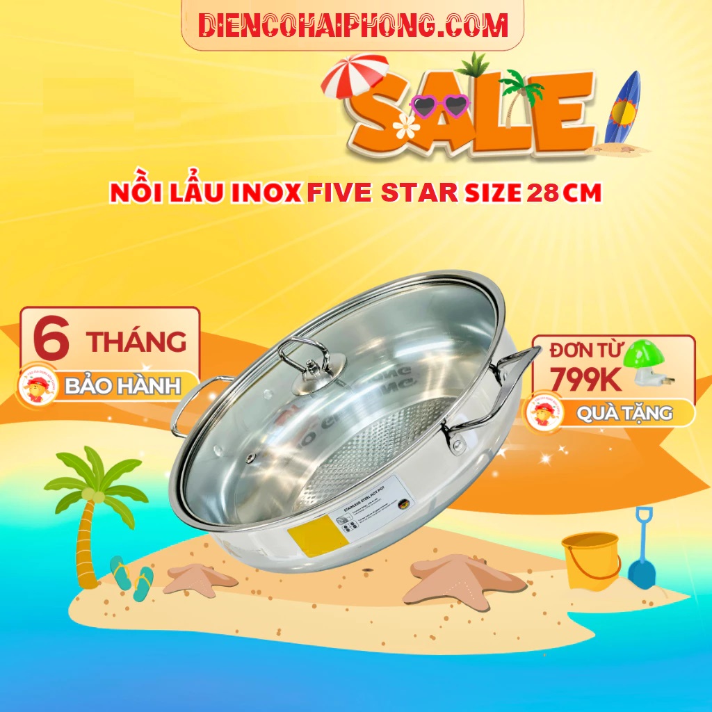 Nồi Inox lẩu 3 đáy 28cm Fivestar