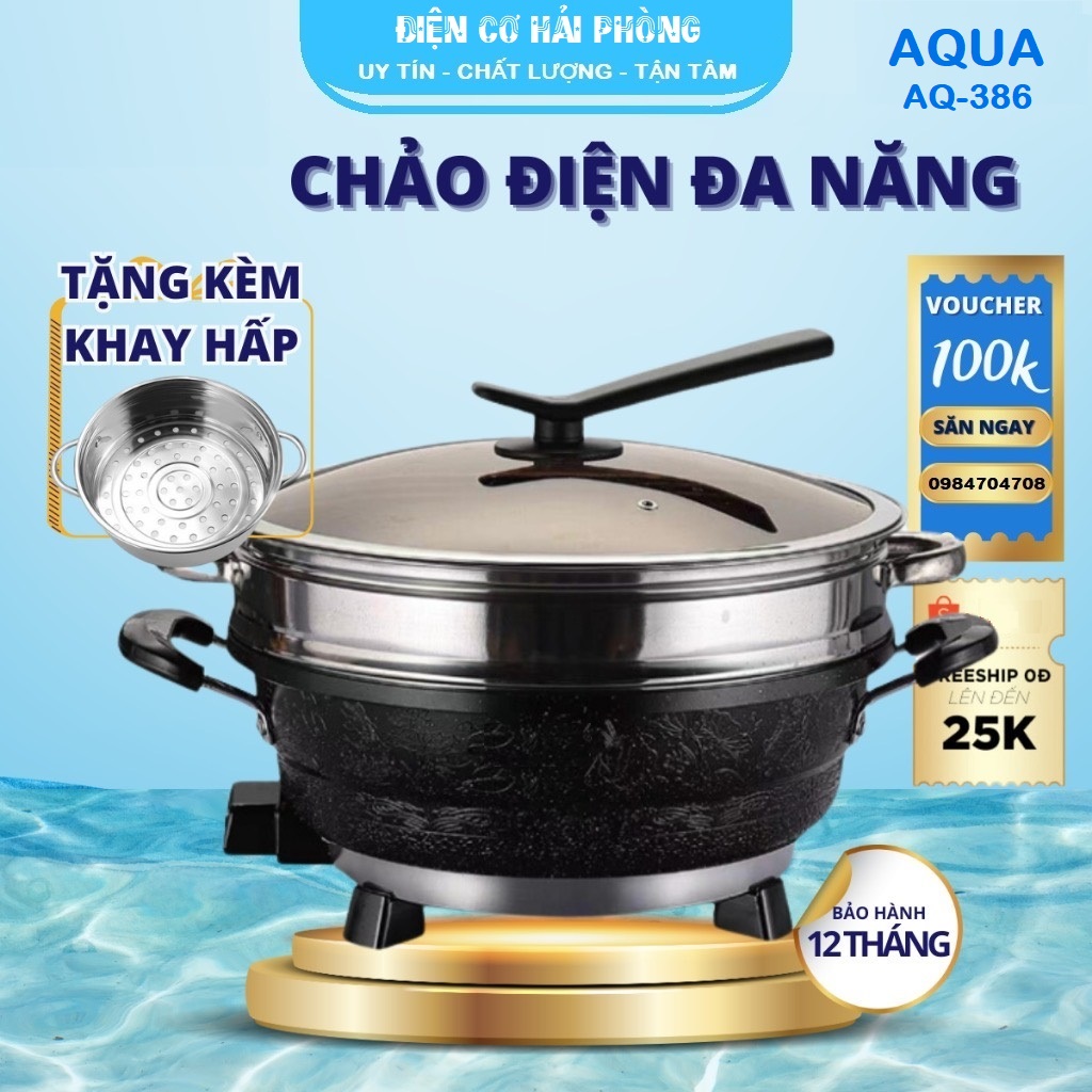 Nồi lẩu điện đa năng 5lít AQUA kèm vỉ hấp AQ-368