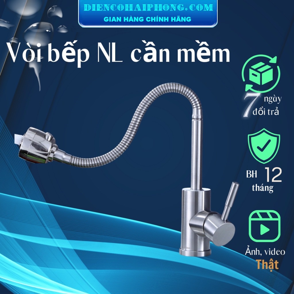 Vòi Rửa Bát Nóng Lạnh Cần Mềm SUS 304