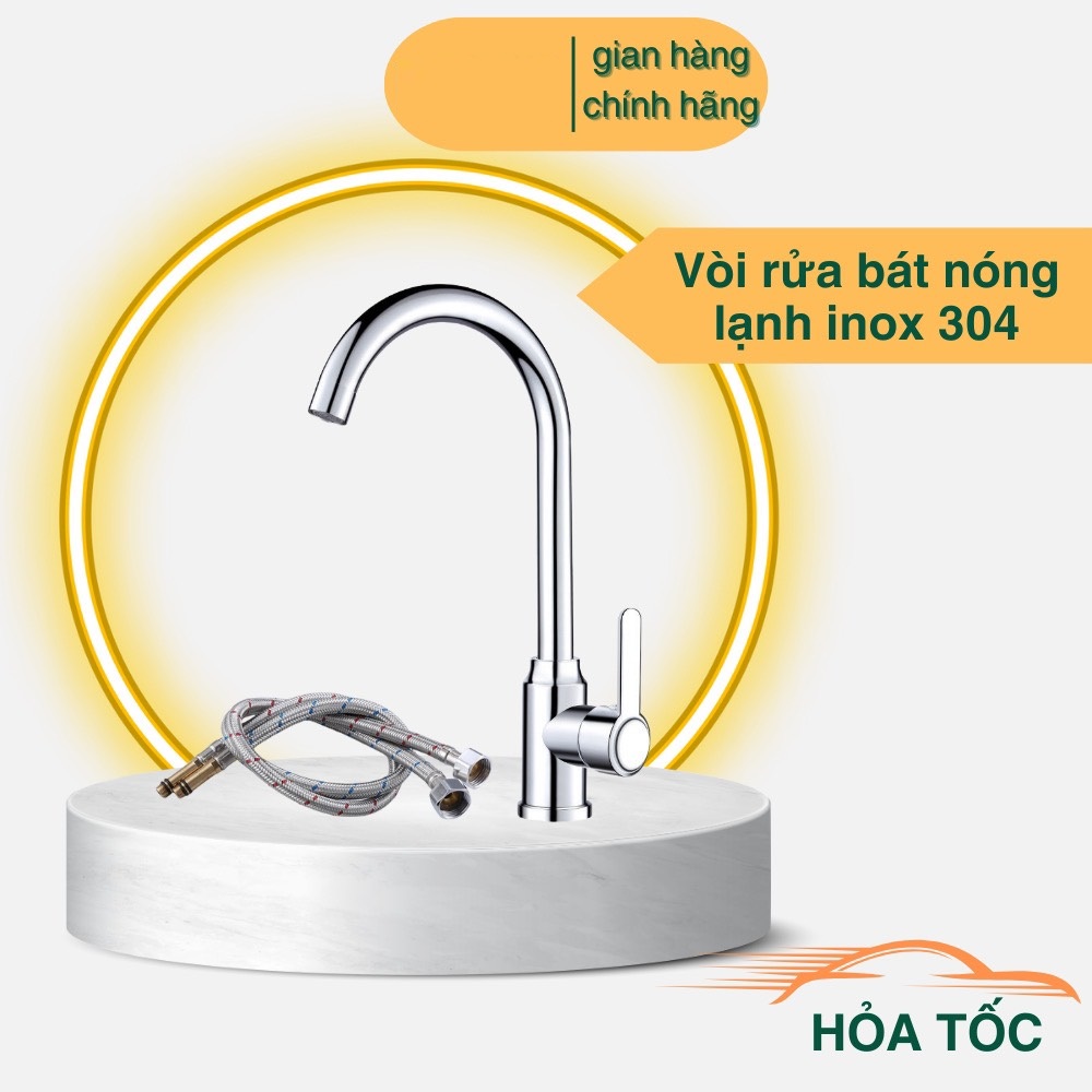 Vòi rửa bát nóng lạnh Inox SUS 304