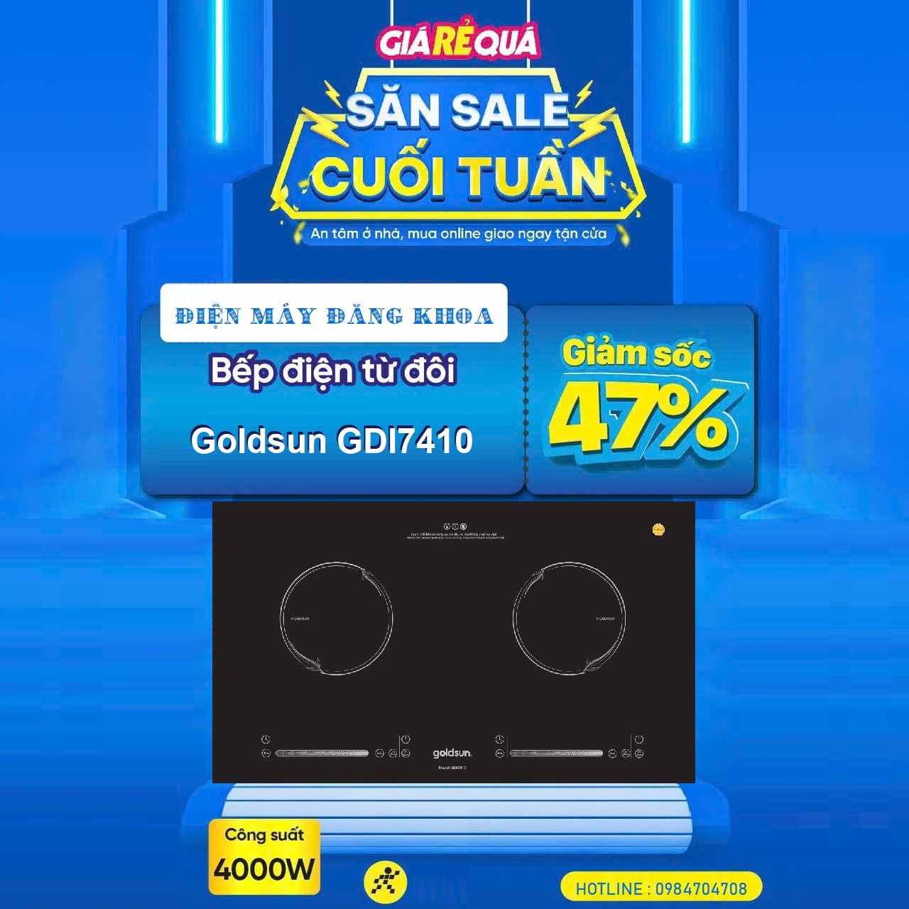 Bếp Từ đôi goldsun gdi7410 Công suất 4000w