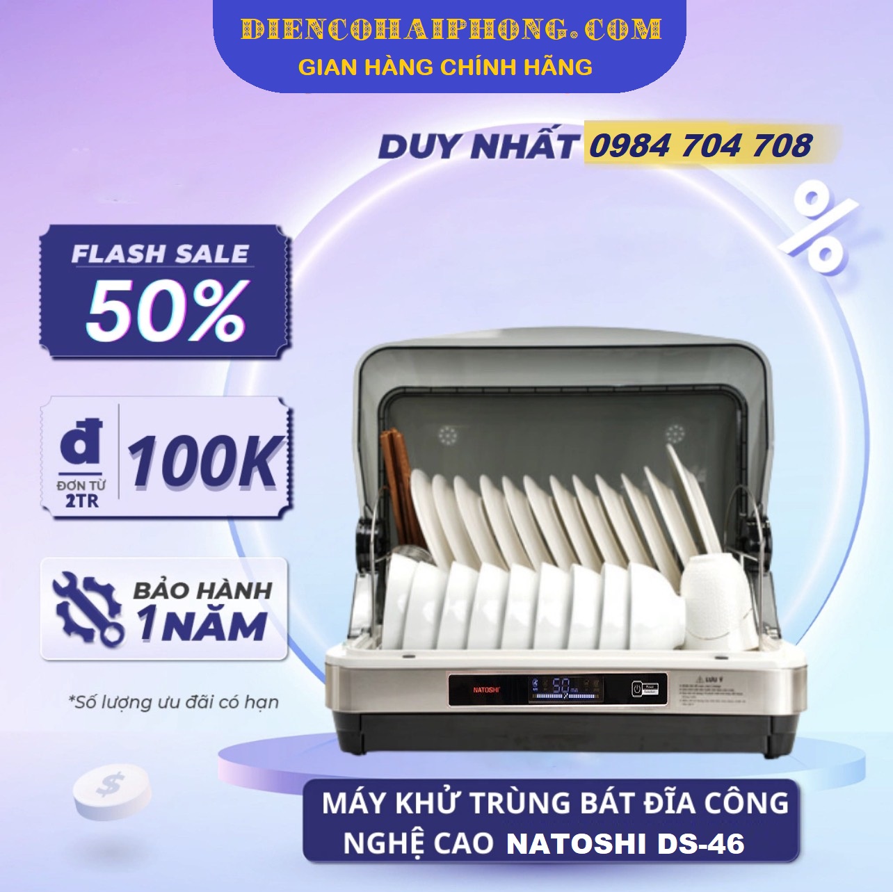 Máy sấy bát đĩa và diệt khuẩn Natoshi DS-46 46L