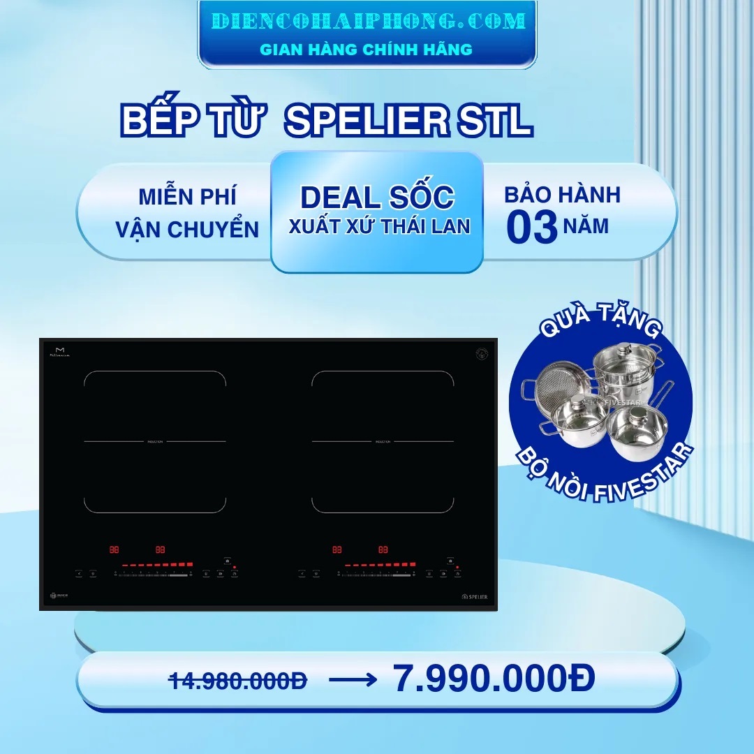 BẾP TỪ ĐÔI SPELIER STL510S ( TẶNG BỘ NỒI )