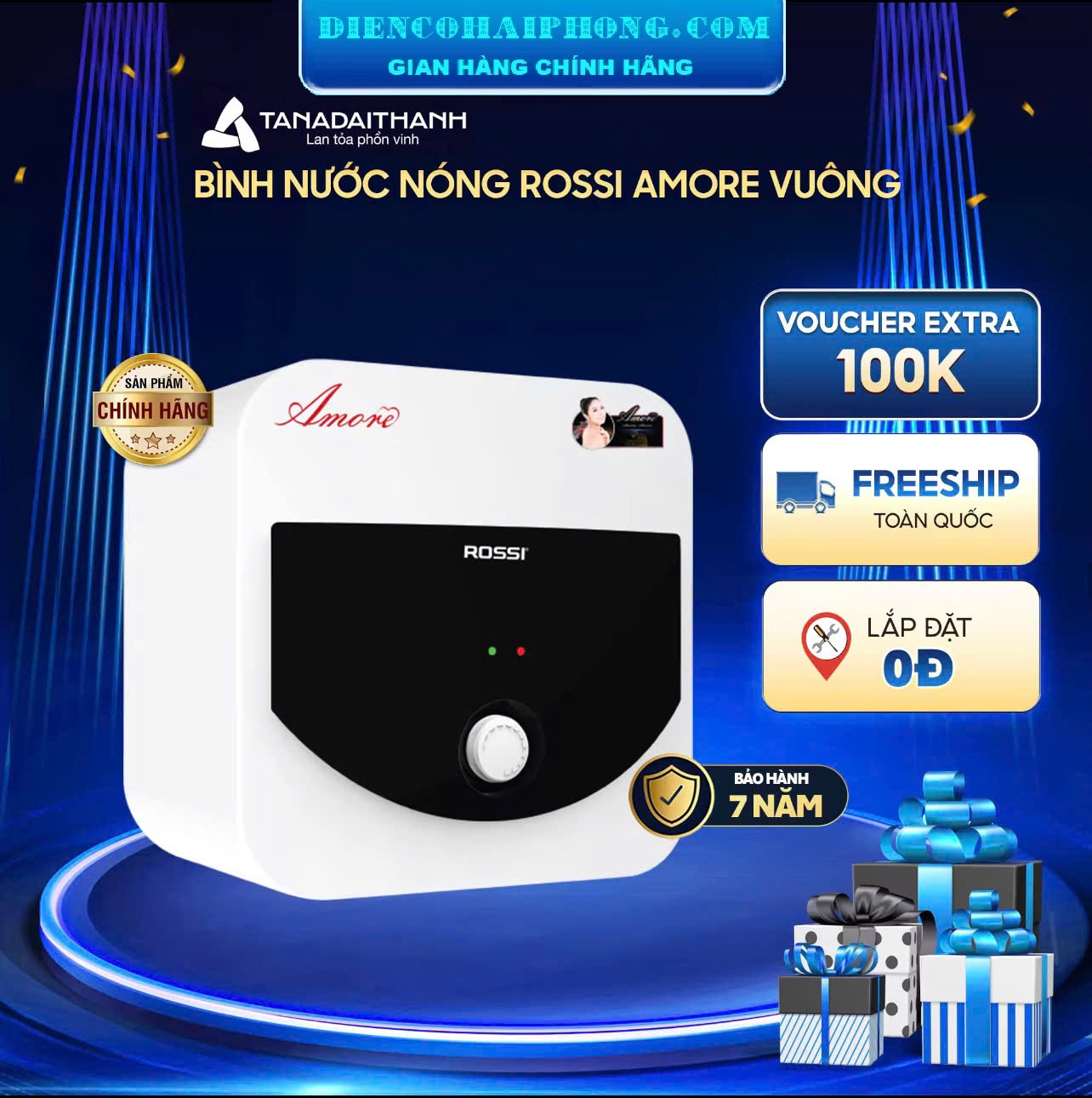 Bình nóng lạnh  vuông Rossi Amore RA 20SQ 20L