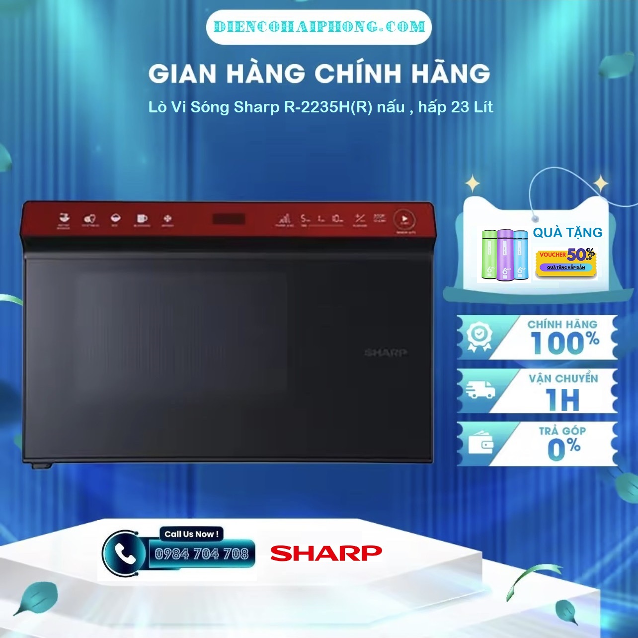 Lò Vi Sóng Sharp R-2235H(R) 23 Lít nấu , nướng , hấp