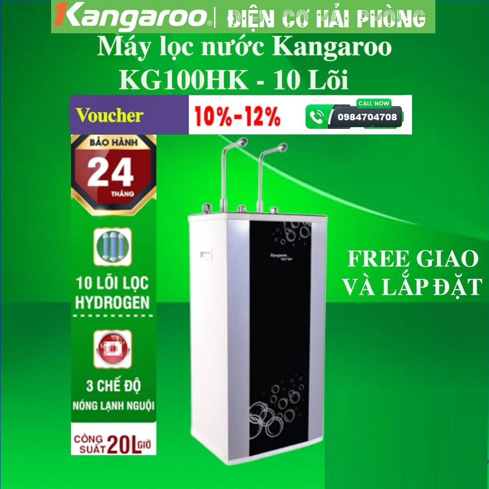 MÁY LỌC NƯỚC NÓNG LẠNH KANGAROO HYDROGEN 2 VÒI KG100HK