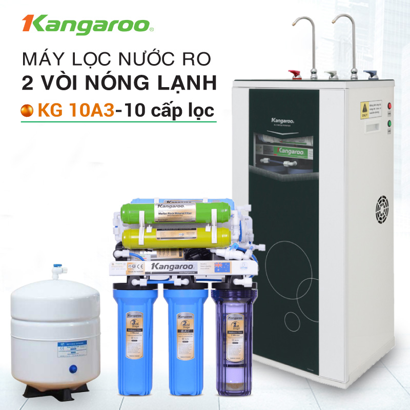 Máy lọc nước RO nóng lạnh 2 vòi KANGAROO KG10A3 (Tặng kệ để máy )