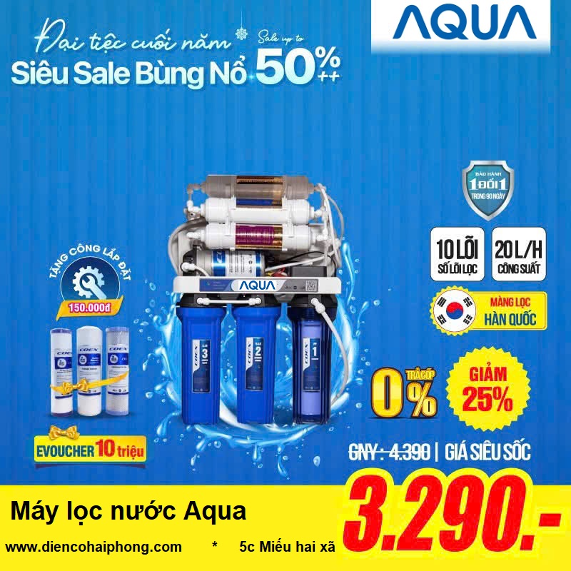 Máy lọc nước AQUA 10 LÕI KHÔNG VỎ TỦ Việt Nam