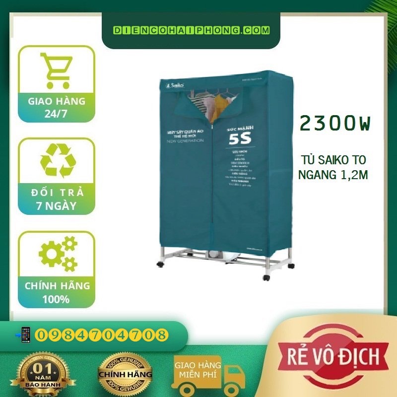 Tủ Sấy quần áo SAIKO CD-2300 ( tủ to 1,2M Công suất 2300W )