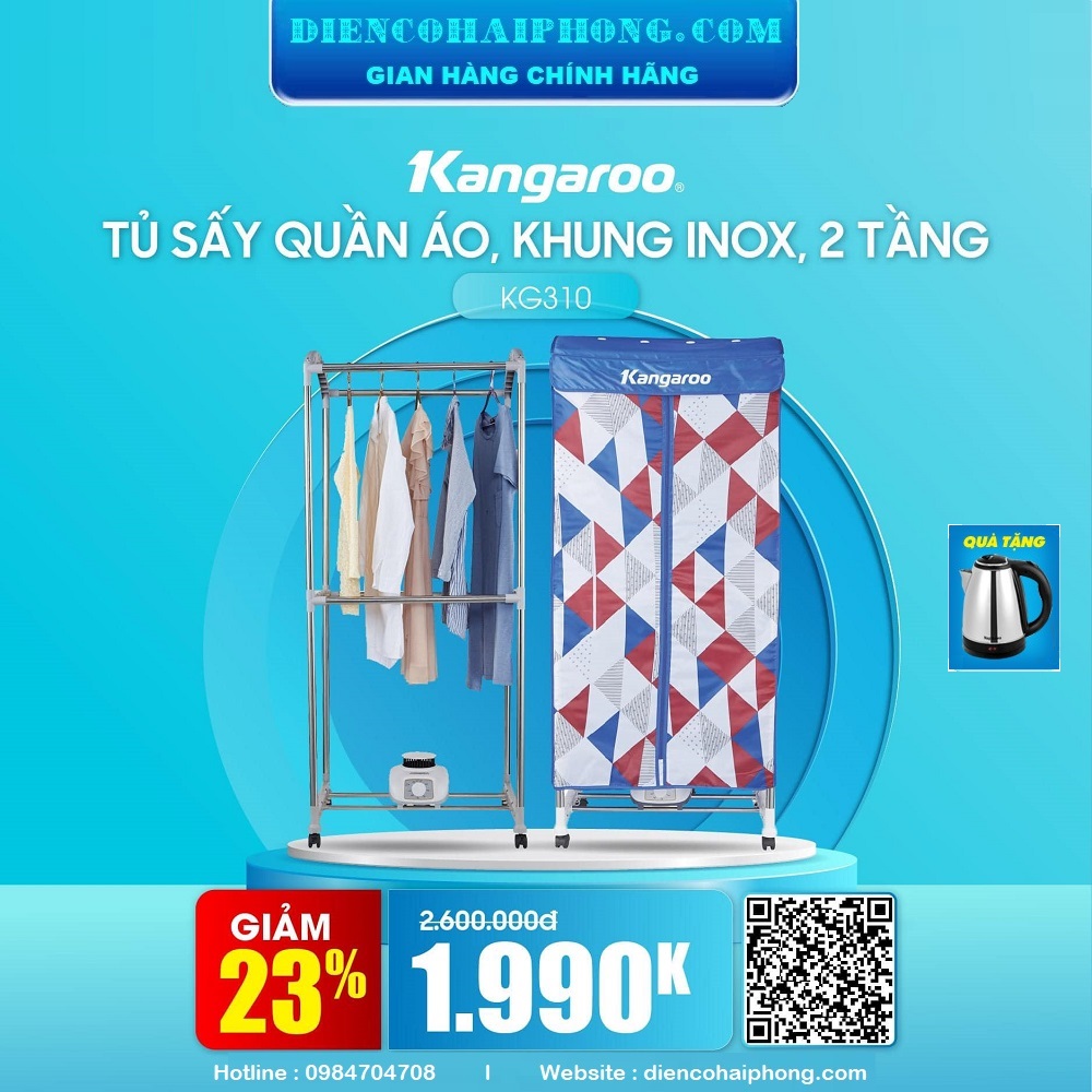 Máy sấy quần áo Kangaroo KG310 ( tặng siêu tốc )