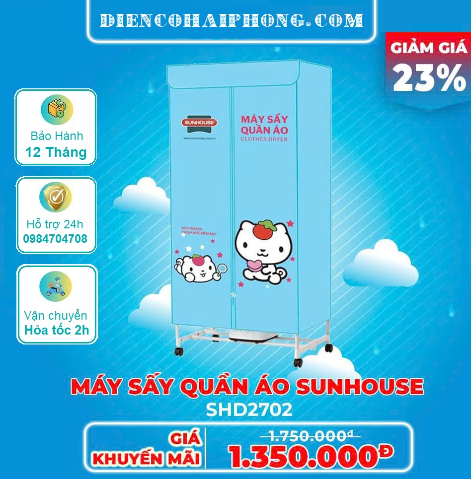 TỦ SẤY QUẦN ÁO SUNHOUSE SHD2702