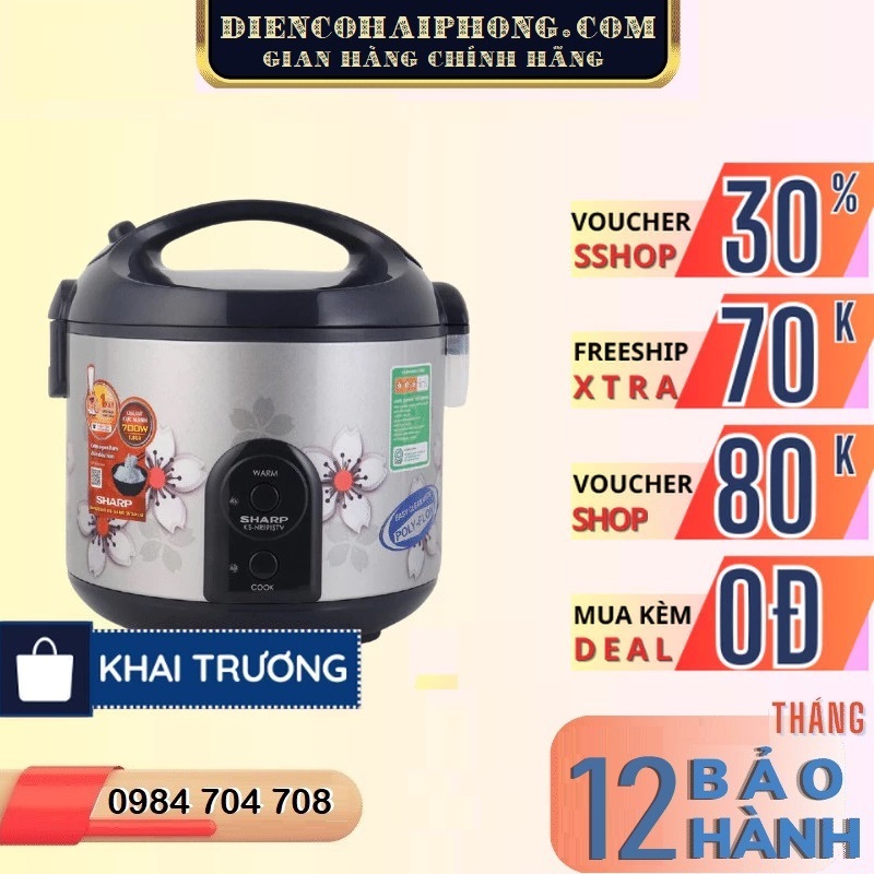 Nồi Cơm Điện Sharp KS-NR191STVSS - dung tích 1.8L