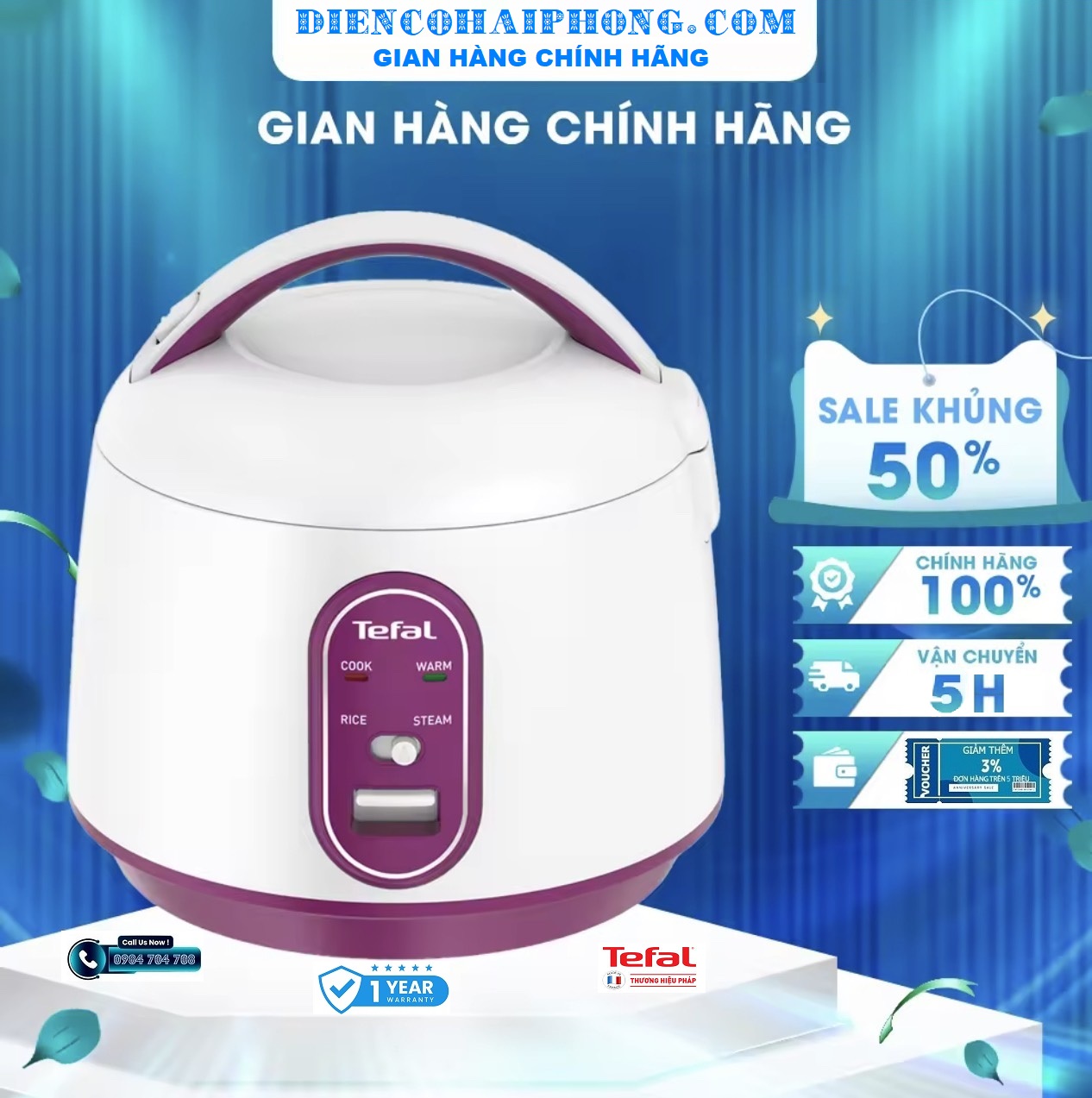 Nồi cơm điện cơ mini Tefal RK224168 - 0.7 lít