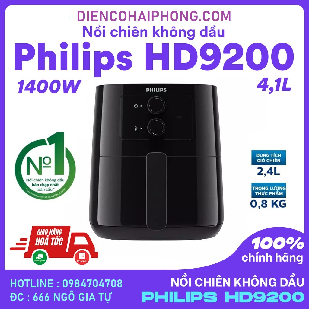 NỒI CHIÊN KHÔNG DẦU PHILIPS HD9200/90 4.1L