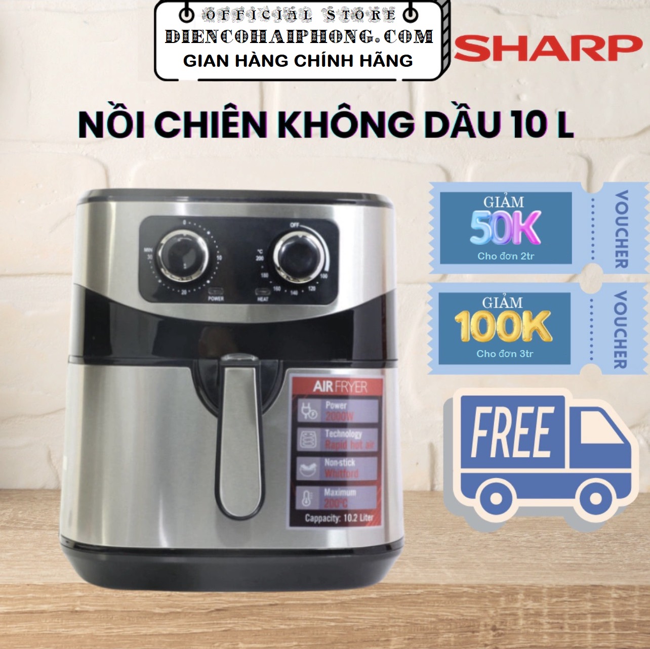 Nồi chiên không dầu Sharp 10.2 lít KS-98