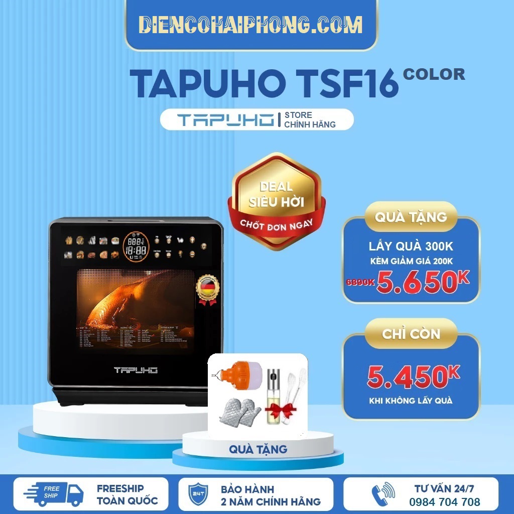 NỒI CHIÊN HƠI NƯỚC TAPUHO TSF16 color , kèm quà tặng