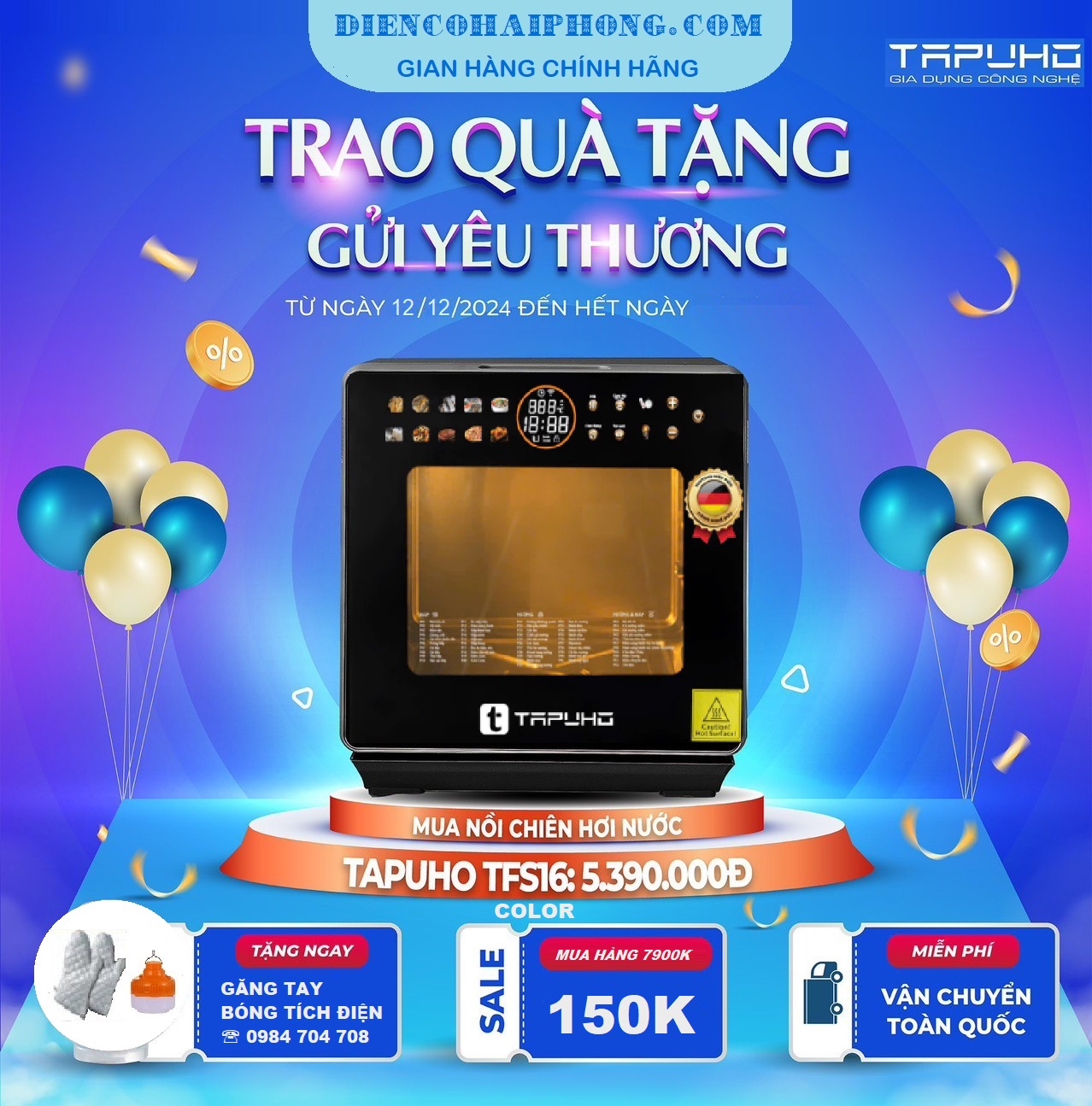 NỒI CHIÊN HƠI NƯỚC TAPUHO TSF16 COLOR