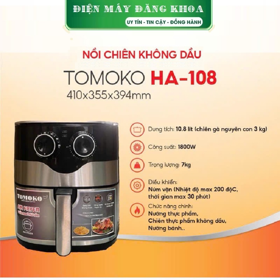 Nồi Chiên Không Dầu 10.8 lít Tomoko HA-108 Thái lan