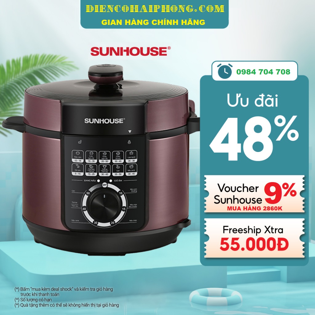 Nồi Áp Suất Điện Đa Năng Sunhouse SHD1657 6 lít