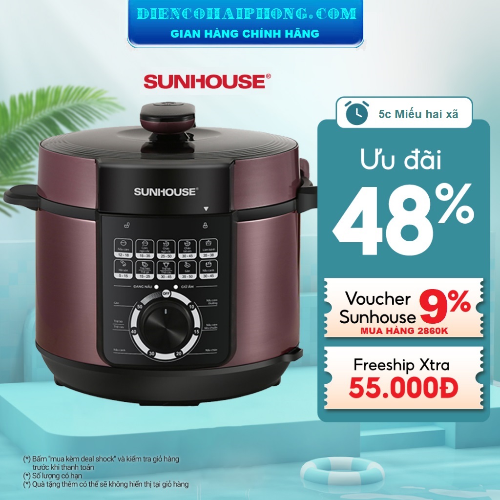 Nồi áp suất điện đa năng 6L SUNHOUSE SHD1657