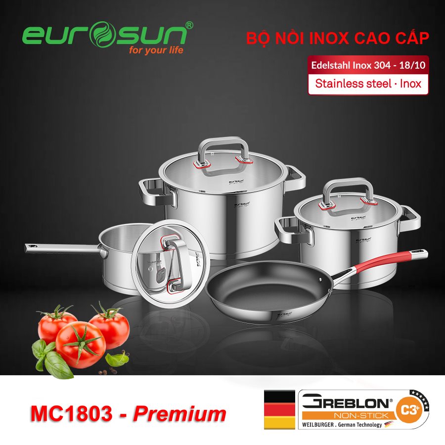 Bộ nồi inox Eurosun MC1803 Premium