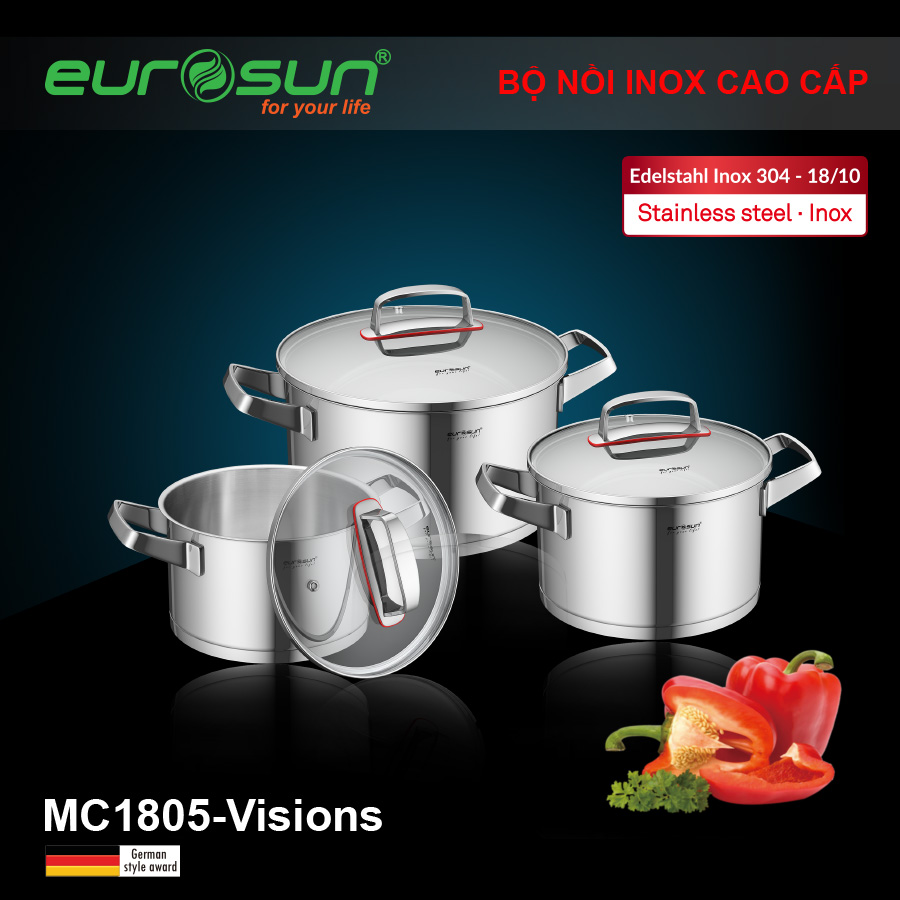 Bộ nồi inox Eurosun MC1805 Visions