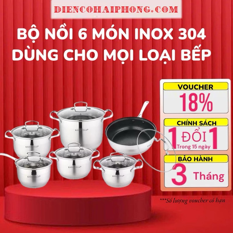 Bộ Nồi Inox 6 Sản Phẩm 12 Chi Tiết Kaisa Villa KV-6667