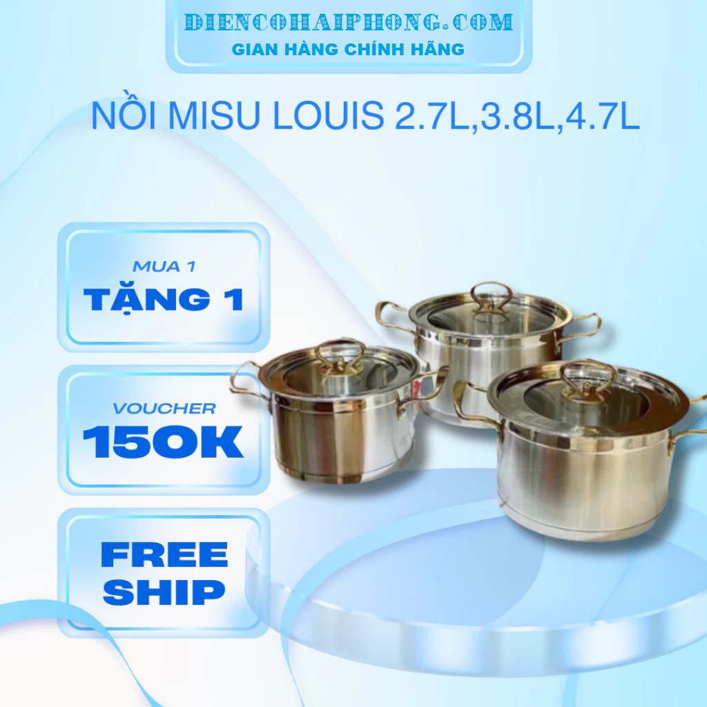 BỘ NỒI inox 3 món MISULOUIS nấu các loại bếp