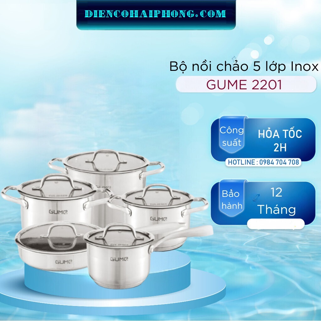 Bộ nồi chảo Gume GMPPS 2201 Hàn Quốc cao cấp 5 món