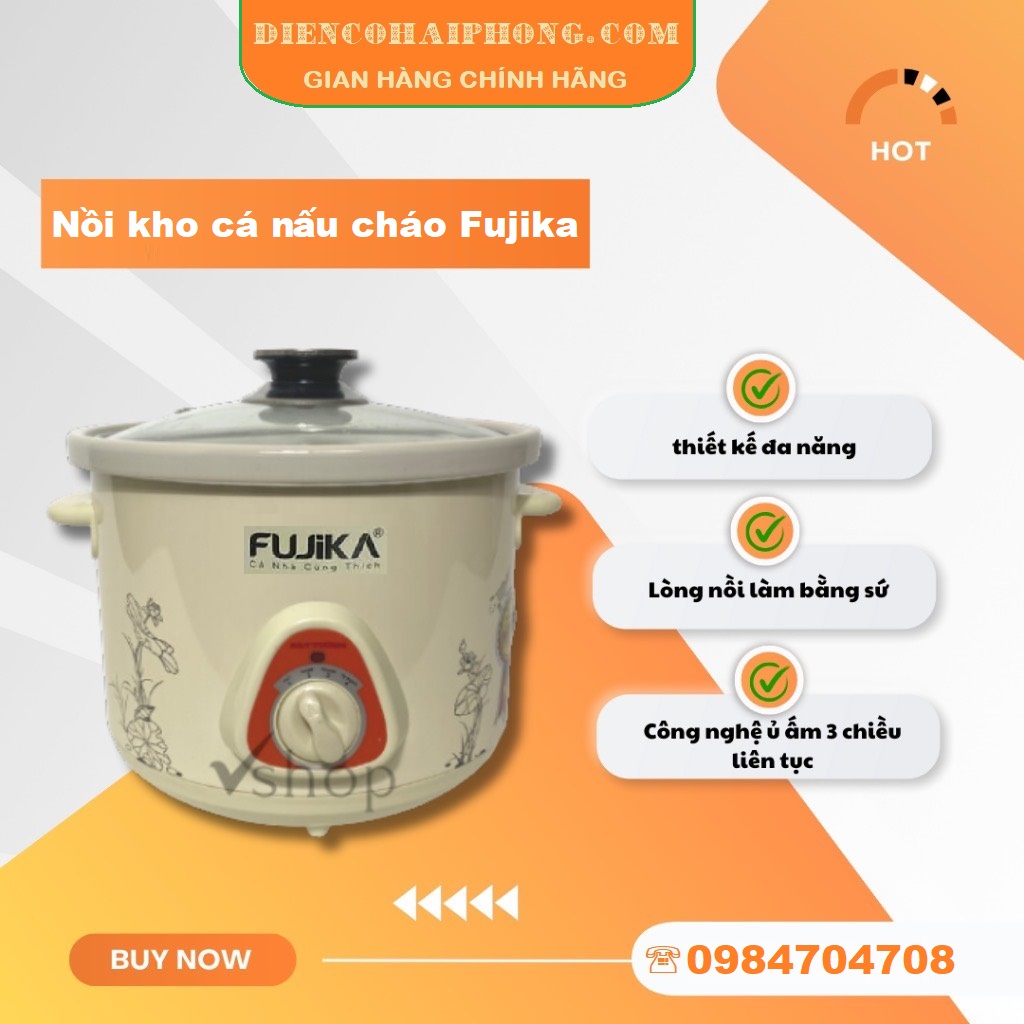 Nồi nấu chậm, nồi kho cá nấu cháo Fujika 2.5L