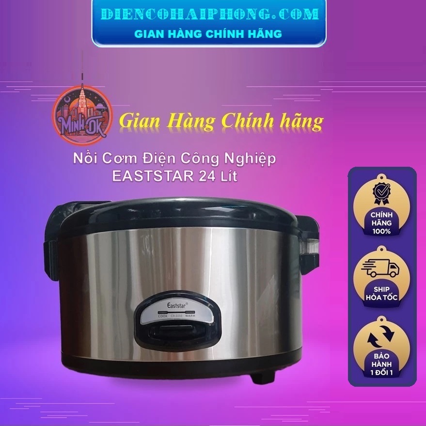 NỒI CƠM CÔNG NGHIỆP EASTSTAR 24 LÍT NẮP LIỀN ( 6kg gạo )