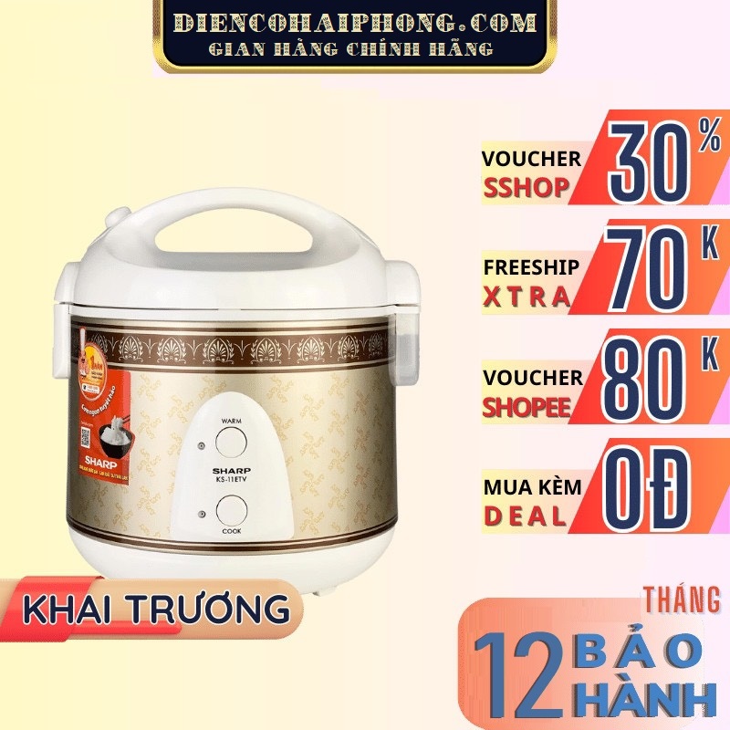 NỒI CƠM ĐIỆN SHARP KS-11ET, DUNG TÍCH 1 LÍT