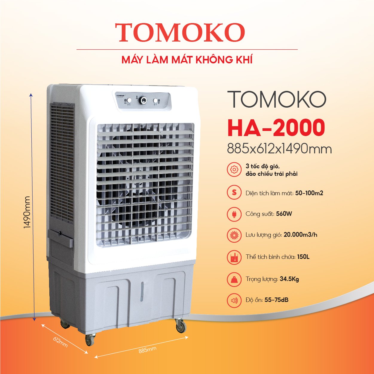 Máy làm mát không khí Tomoko HN-20000 560w