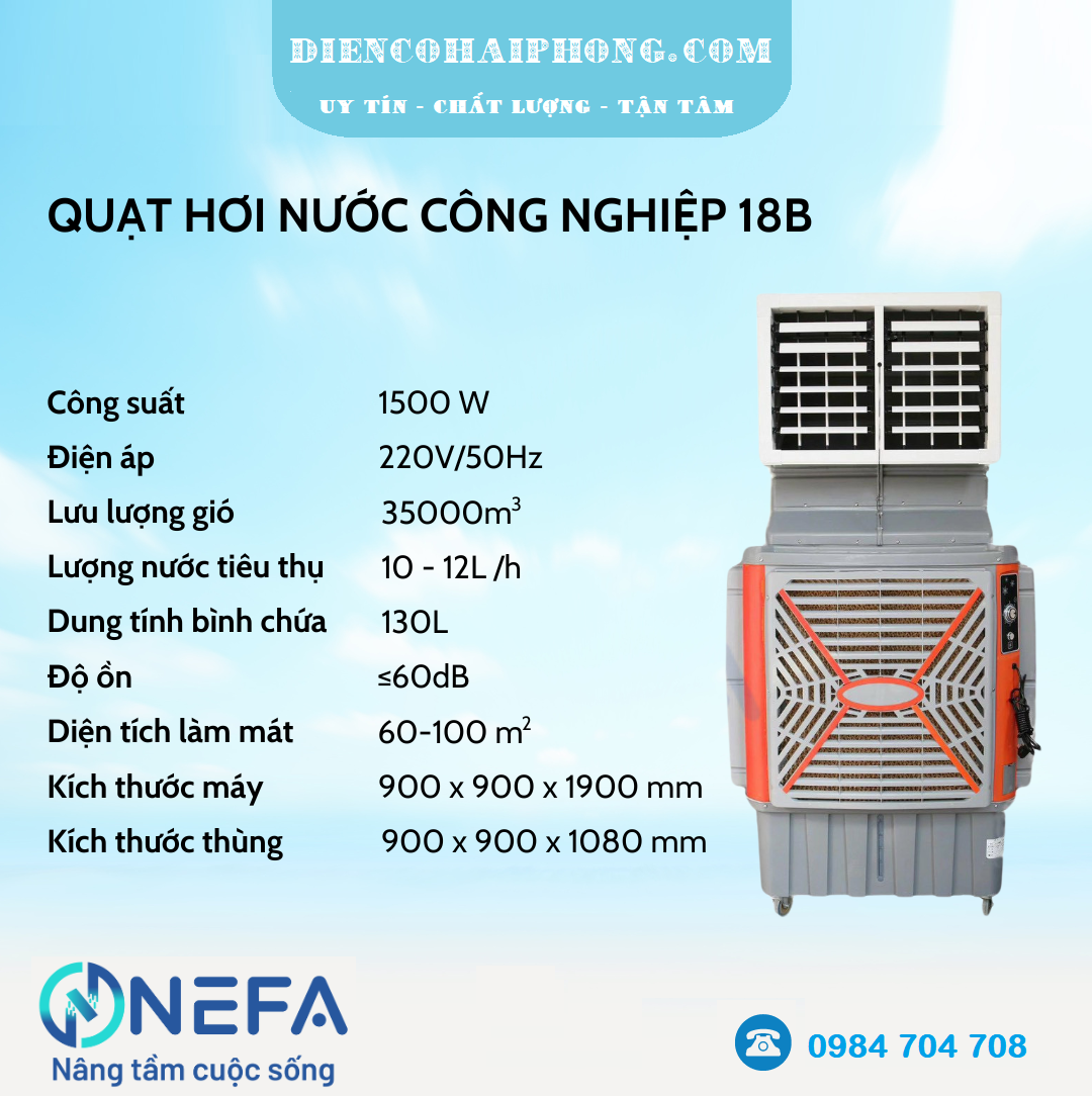 Quạt hơi nước công nghiệp Nefa 18B 1100w