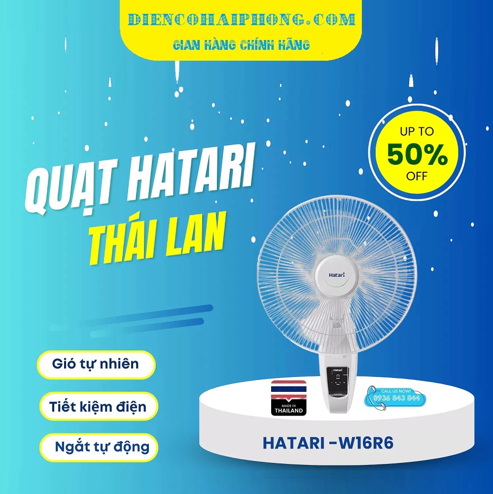 Quạt treo tường Thái lan Hatari HT-W16R6 có điều khiển từ xa