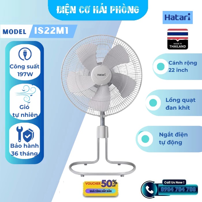 Quạt chân quỳ công nghiệp Thái Lan Hatari IS18M1 126W 18inch