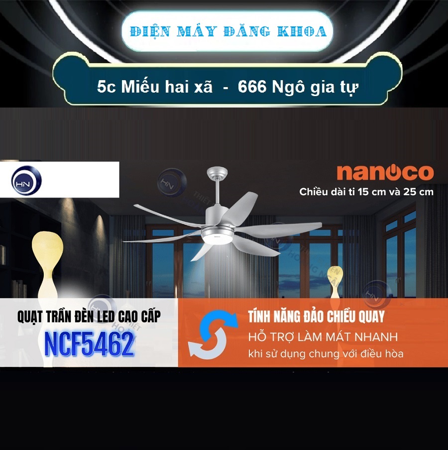 Quạt trần 6 cánh Nanoco NCF5462