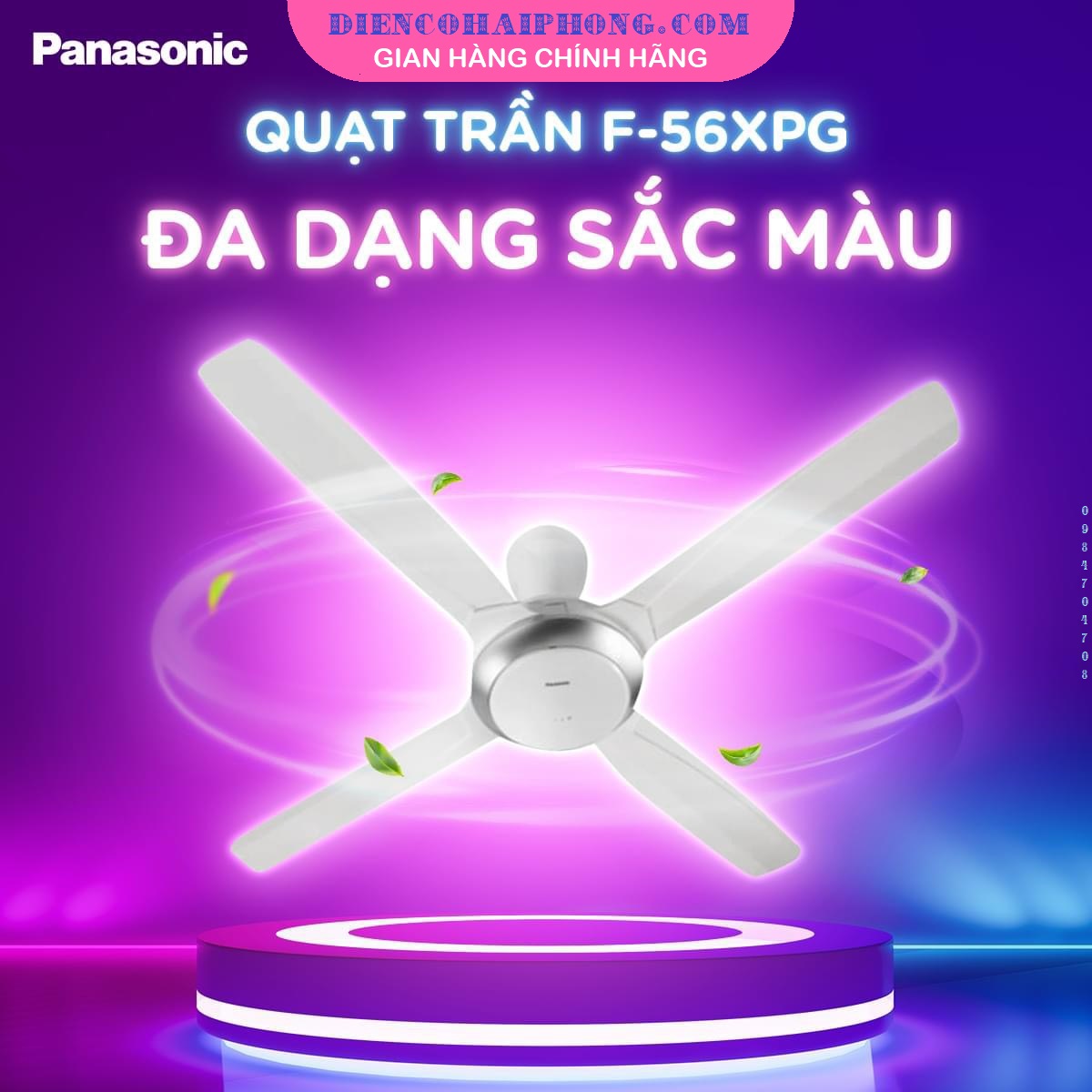 Quạt trần khiển 4 cánh Panasonic F56XPG Malaysia (màu trắng)