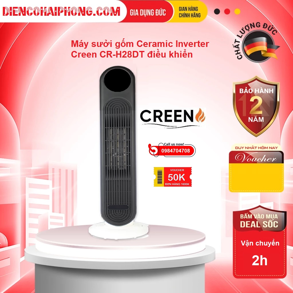 Máy sưởi gốm Ceramic Inverter Creen CR-H28DT điều khiển