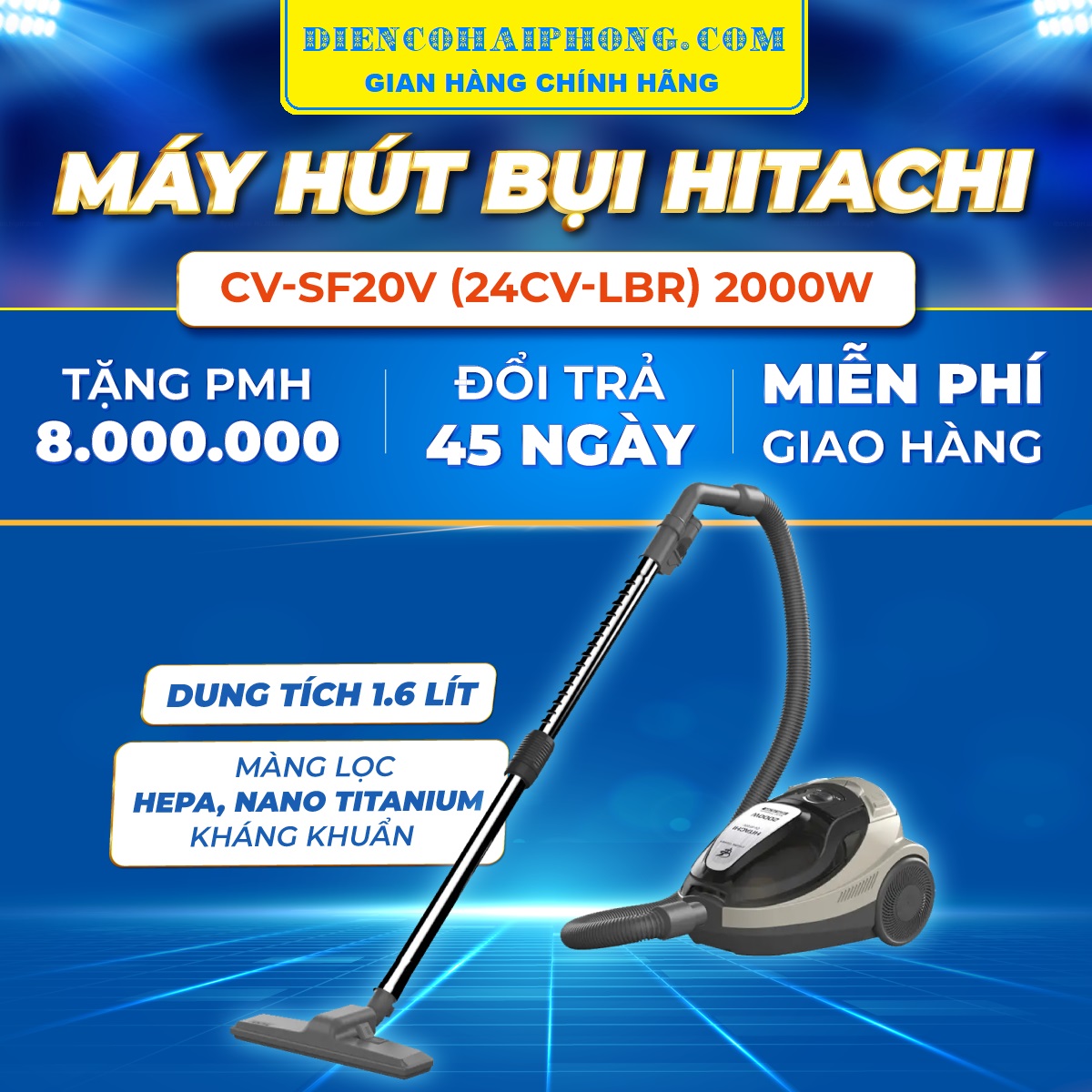 Máy hút bụi 2000W Hitachi CV-SU20V