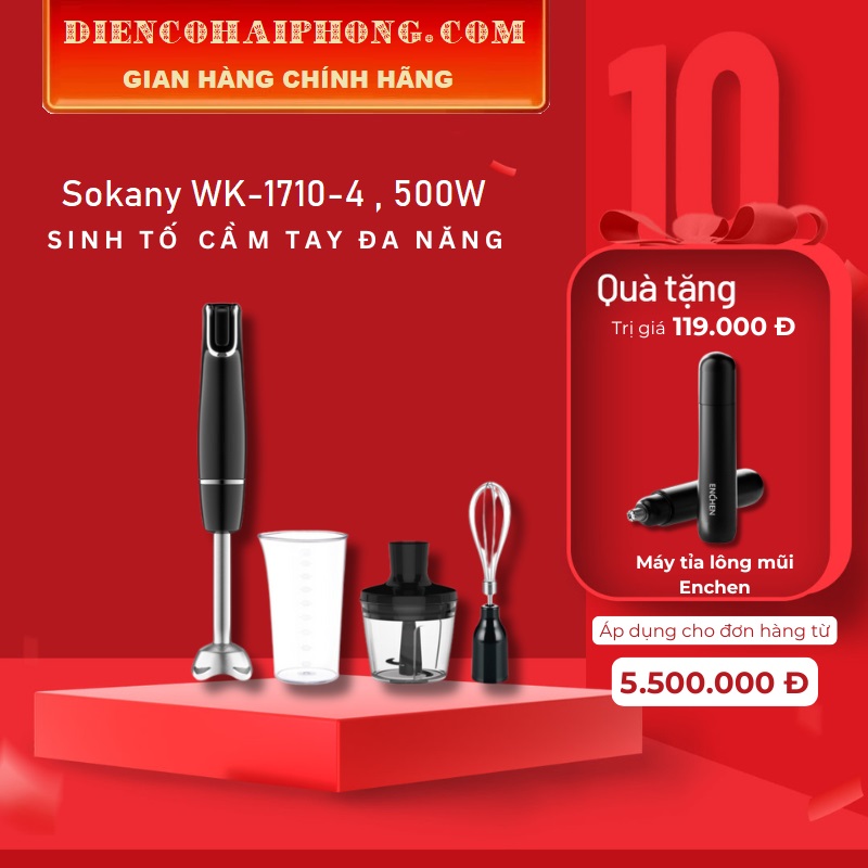 Máy xay cầm tay Sokany WK-1710-4 (4 trong 1) công suất 500W