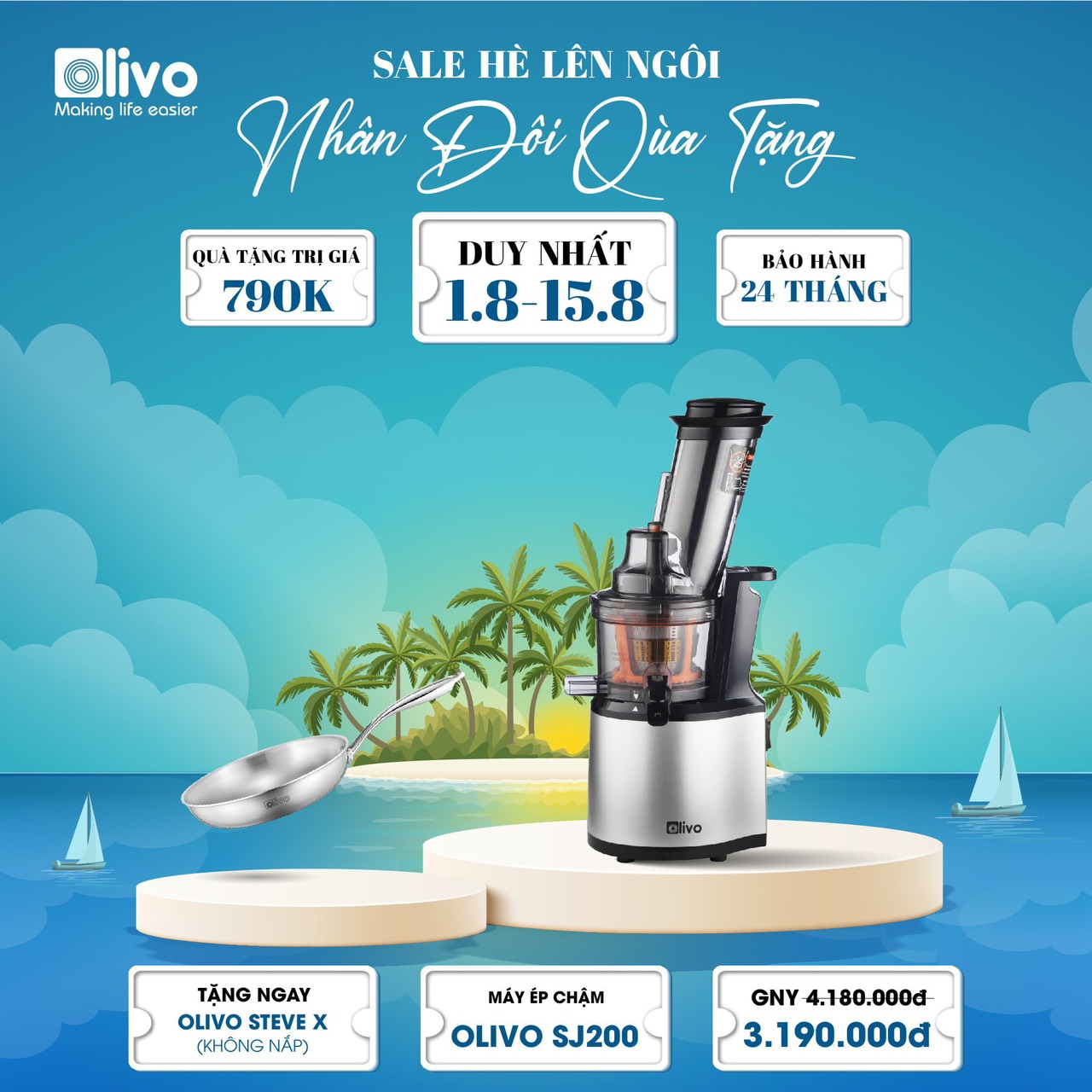 Máy Ép Chậm OLIVO SJ200 Đa Năng